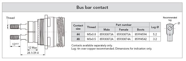 85930875A900 Souriau D38999 Series III Size-4 Bus-bar Contact Female-Socket