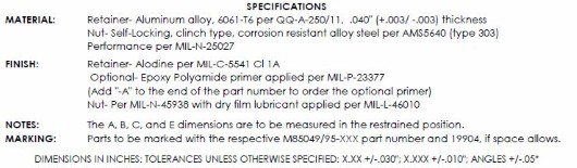 M85049/95-14A-A Nut Plate Size 14
